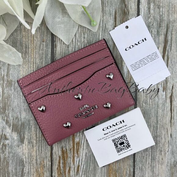 Coach Slim Id Card Case With Heat Rivets Wallet Purse - Picture 5 of 6